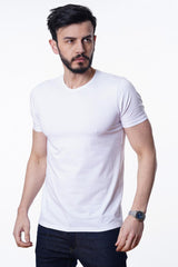 Guild 8009 Slim Fit weißes T-Shirt mit Rundhalsausschnitt