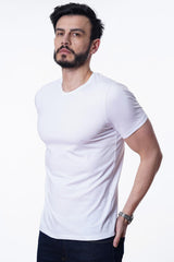Guild 8009 Slim Fit weißes T-Shirt mit Rundhalsausschnitt