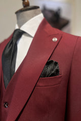 Guild Balkan Slim Fit 3-teilige mit Weste Anzug Weinroter