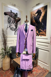 Guild Balkan Slim Fit 3-teilig mit Weste Anzug Lila