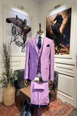 Guild Balkan Slim Fit 3-teilig mit Weste Anzug Lila