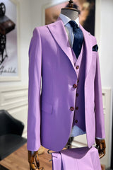 Guild Balkan Slim Fit 3-teilig mit Weste Anzug Lila
