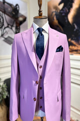 Guild Balkan Slim Fit 3-teilig mit Weste Anzug Lila