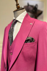 Guild Balkan Slim Fit 3-teilige mit Weste Anzug Pflaume