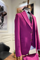 Guild Balkan Slim Fit 3-teilige mit Weste Anzug Pflaume