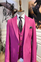 Guild Balkan Slim Fit 3-teilige mit Weste Anzug Pflaume