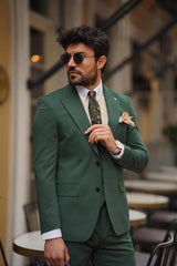 Guild Balkan Slim Fit 3-teilige mit Weste Anzug Grüner