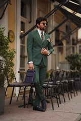 Guild Balkan Slim Fit 3-teilige mit Weste Anzug Grüner