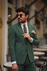 Guild Balkan Slim Fit 3-teilige mit Weste Anzug Grüner