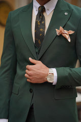 Guild Balkan Slim Fit 3-teilige mit Weste Anzug Grüner