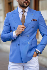 Guild Bern Slim Fit Zweireihige Sakko Blauer