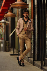 Guild Fermana Slim Fit 3-teilig mit Weste Anzug Braun