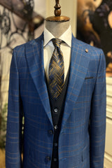 Guild Fermana Slim Fit 3-teilig mit Weste Anzug Marineblau