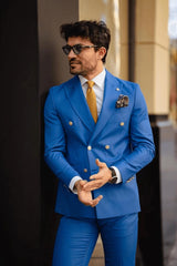 Guild Jesus Slim Fit Zweireihiger Anzug Blauer