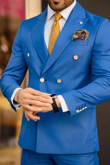 Guild Jesus Slim Fit Zweireihiger Anzug Blauer