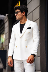 Guild Jesus Slim Fit Zweireihiger Anzug Weiß