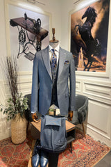 Guild Milos Slim Fit 3-teilig mit Weste Anzug Marineblauer