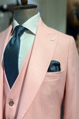 Guild Milos Slim Fit 3-teilig mit Weste Anzug Rosa