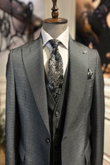 Guild Milos Slim Fit 3-teilig mit Weste Anzug Schwarzer