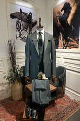 Guild Milos Slim Fit 3-teilig mit Weste Anzug Grüner