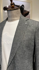 Guild Pire Slim Fit Leinen Sakko Anthrazit