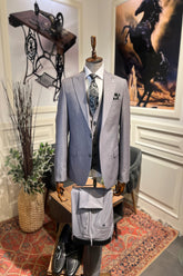 Guild Portici Slim Fit 3-teilig mit Weste Anzug Grauer