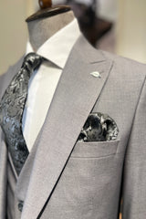 Guild Portici Slim Fit 3-teilig mit Weste Anzug Grauer