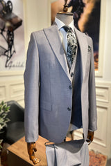 Guild Portici Slim Fit 3-teilig mit Weste Anzug Grauer