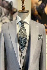 Guild Portici Slim Fit 3-teilig mit Weste Anzug Grauer