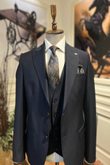 Guild Portici Slim Fit 3-teilig mit Weste Anzug Marineblauer