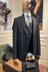 Guild Portici Slim Fit 3-teilig mit Weste Anzug Schwarzer