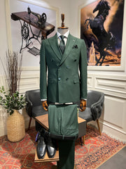Guild Rubik Slim Fit Zweireiher Anzug Grüner