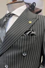 Guild Zilina Slim Fit Zweireiher Anzug SChwarzer