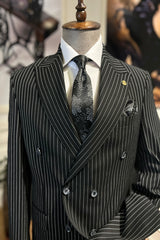 Guild Zilina Slim Fit Zweireiher Anzug SChwarzer