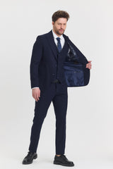 Guild Risan Slim Fit Anzug in Marineblau mit Weste