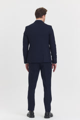 Guild Risan Slim Fit Anzug in Marineblau mit Weste