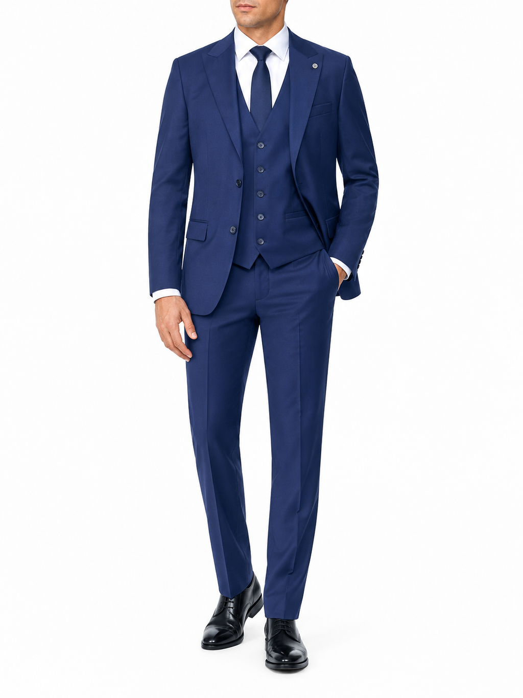 Guild Portici Slim Fit 3-teilige mit Weste Anzug Navyblau