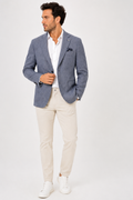 Marineblaue Amalfi-Leinenjacke
