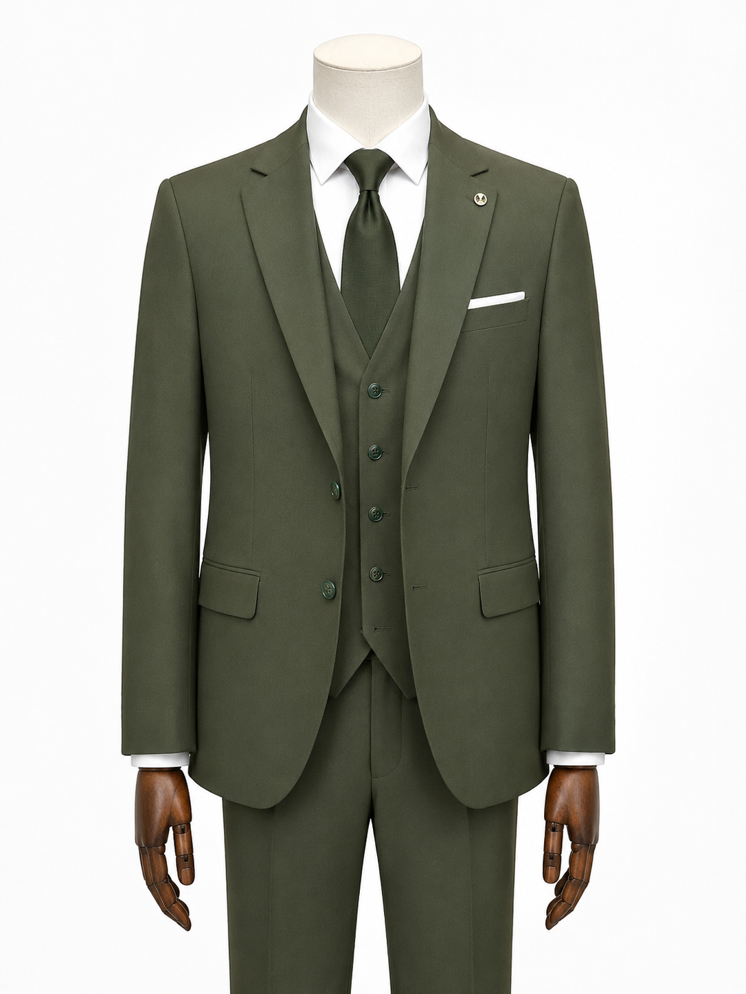 Guild Portici Slim Fit 3 Teilig mit Weste Anzug  - Grün