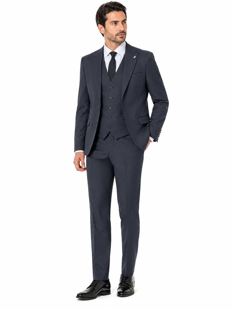 Guild Portici Slim Fit 3-teilige mit Weste Anzug Marineblau