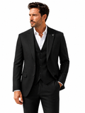 Guild Portici Slim Fit 3-teilige mit Weste Anzug Schwarz