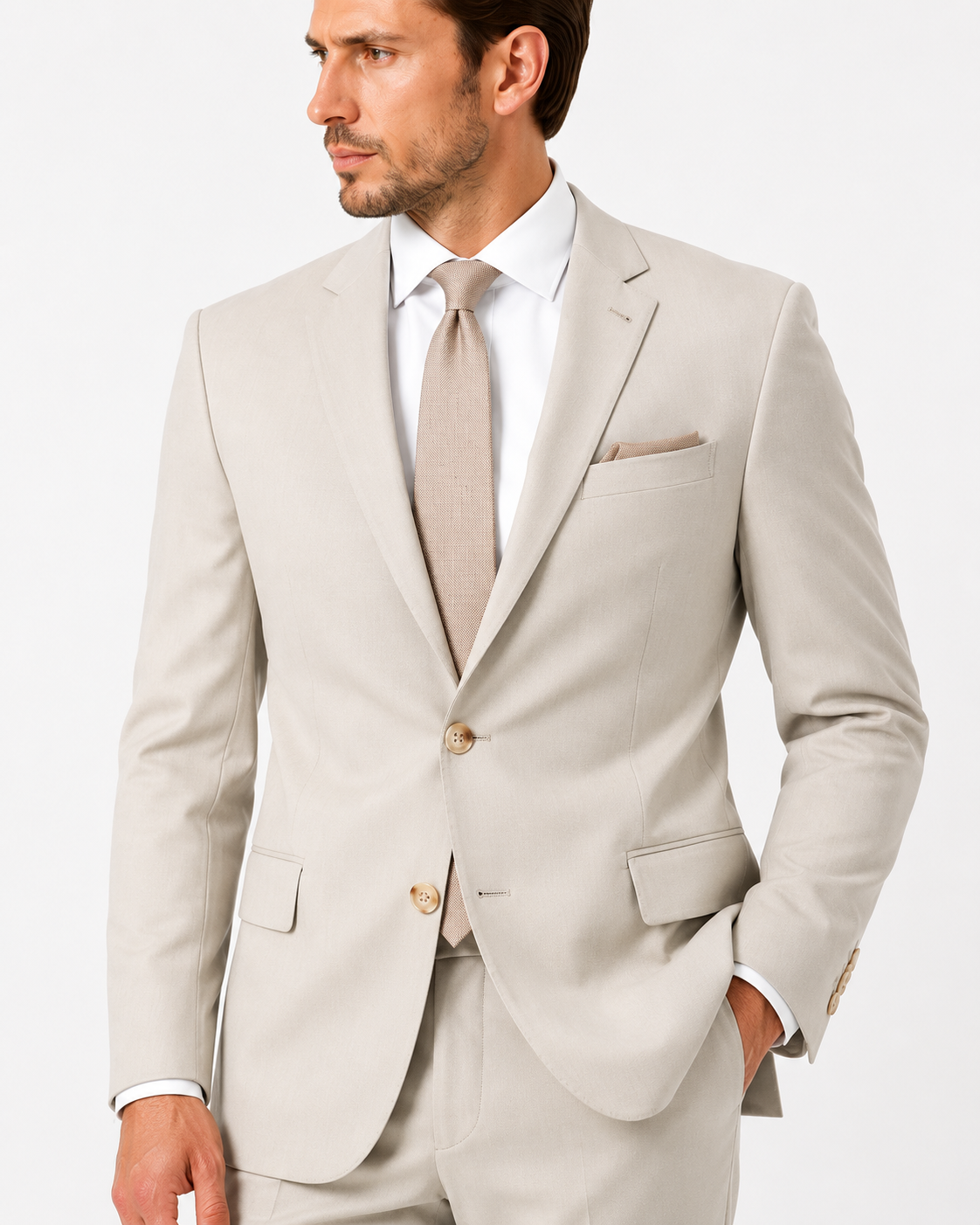 Guild Nitra Slim Fit 2 Teilege Anzug Beige