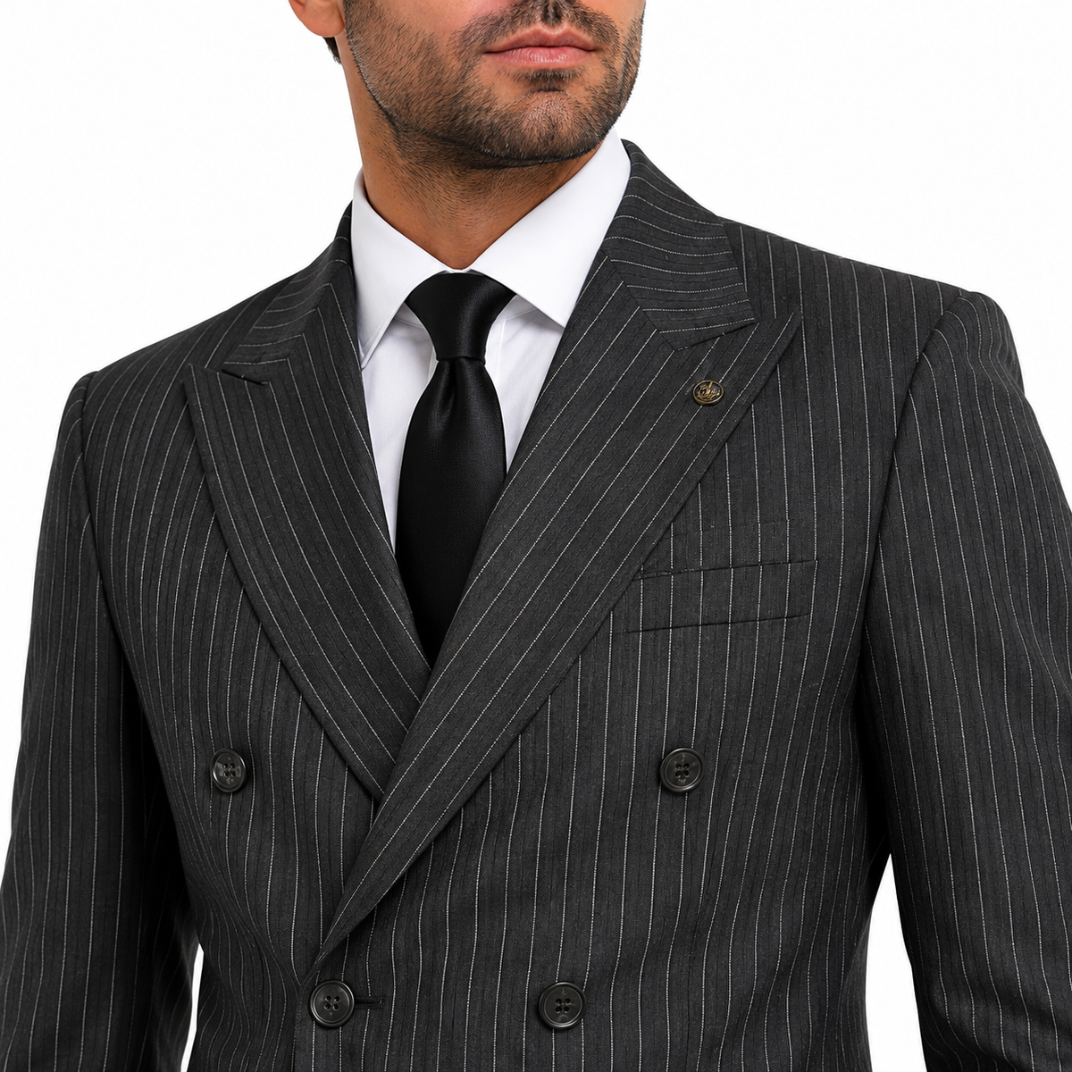 Guild Zilina Slim Fit Doppelreiher Anzug SChwarzer