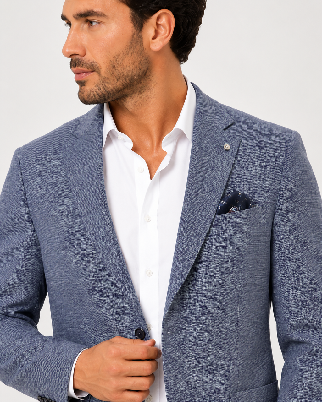 Marineblaue Amalfi-Leinenjacke