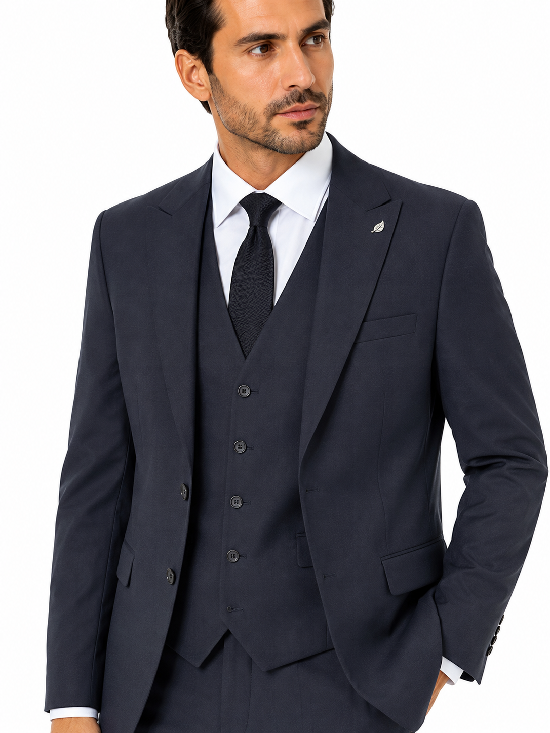 Guild Portici Slim Fit 3-teilige mit Weste Anzug Marineblau