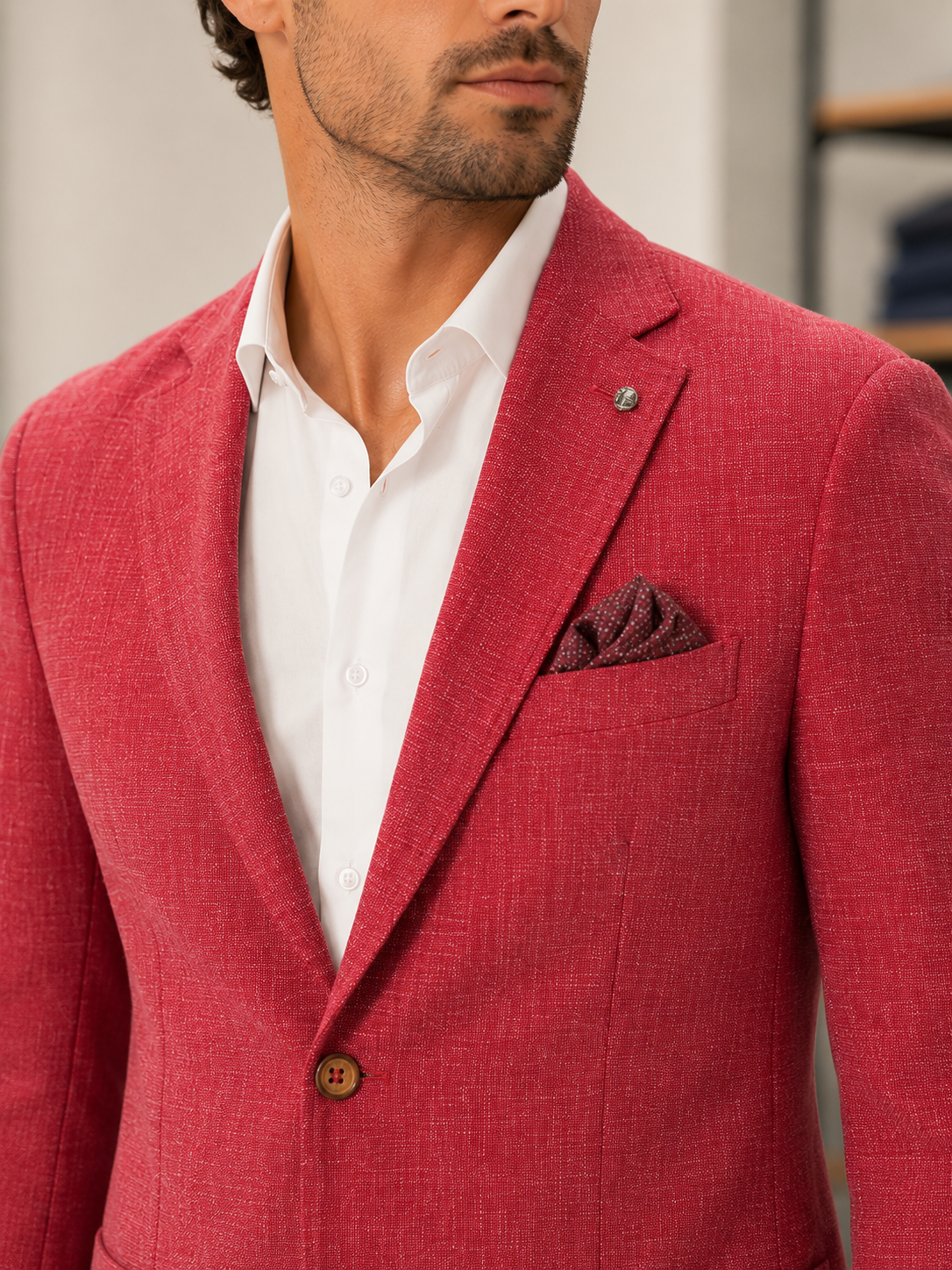 Rote Amalfi-Leinenjacke