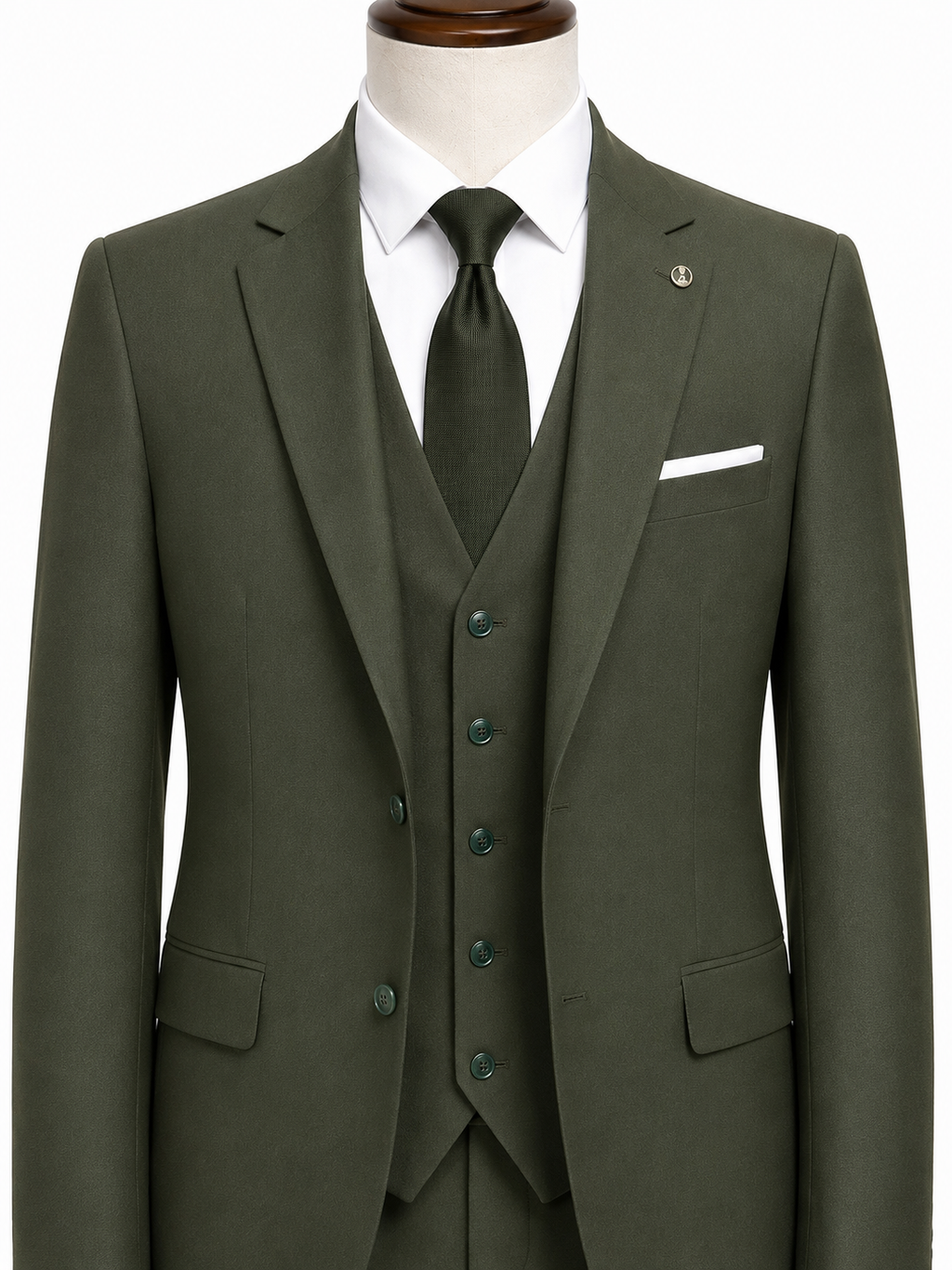 Guild Portici Slim Fit 3 Teilig mit Weste Anzug  - Grün