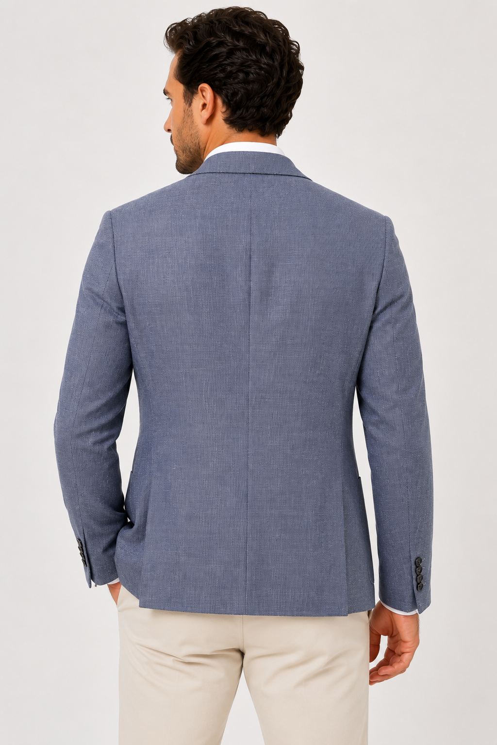 Marineblaue Amalfi-Leinenjacke