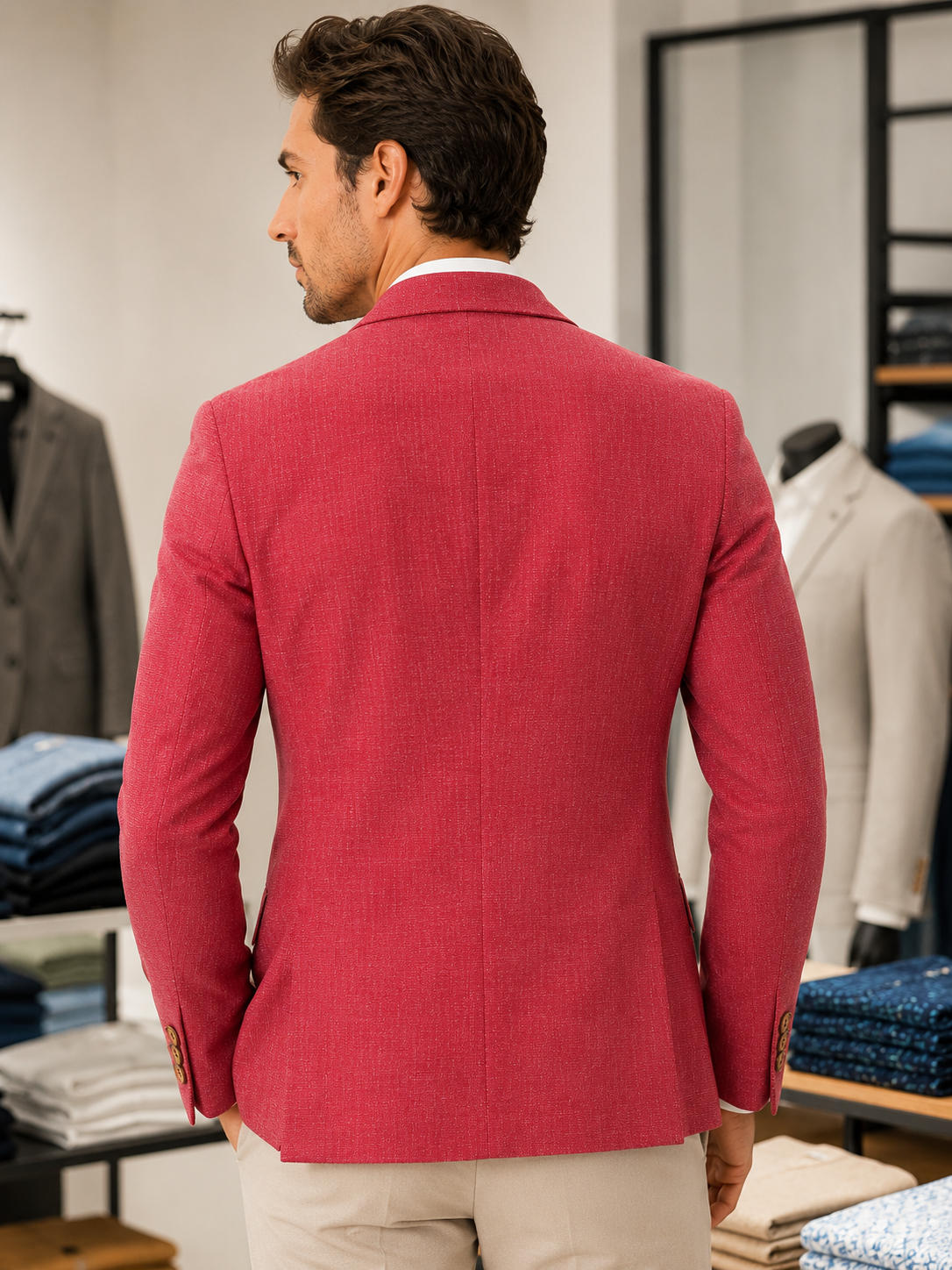 Rote Amalfi-Leinenjacke