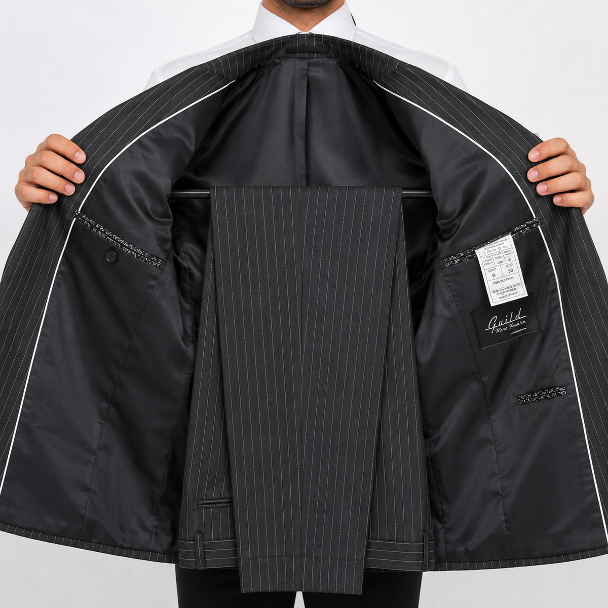 Guild Zilina Slim Fit Doppelreiher Anzug SChwarzer